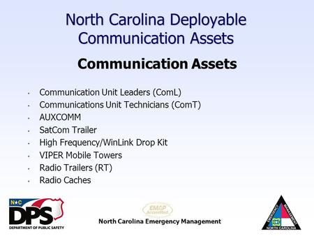 North Carolina Deployable Communication Assets