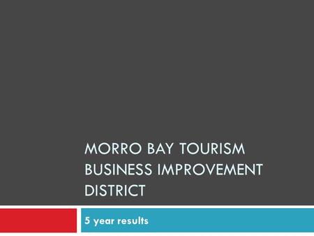 MORRO BAY TOURISM BUSINESS IMPROVEMENT DISTRICT 5 year results.