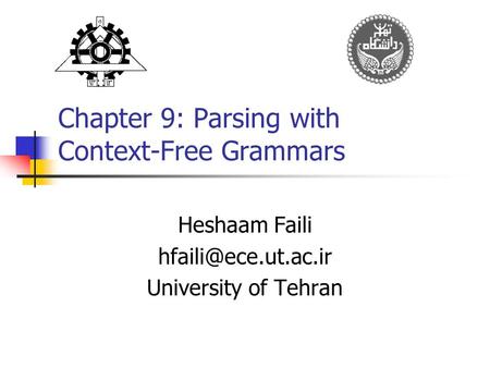 Chapter 9: Parsing with Context-Free Grammars