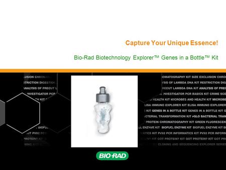 Capture Your Unique Essence! Bio-Rad Biotechnology Explorer™ Genes in a Bottle™ Kit.