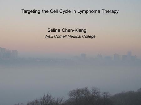 Targeting the Cell Cycle in Lymphoma Therapy Selina Chen-Kiang Weill Cornell Medical College.
