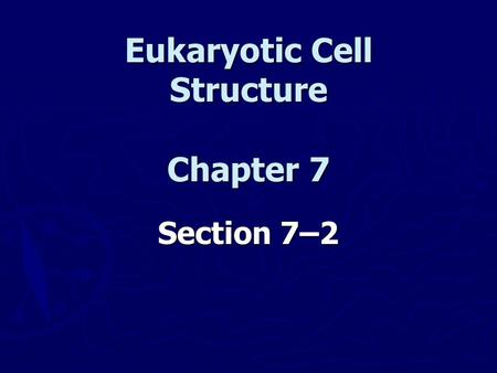 Eukaryotic Cell Structure Chapter 7