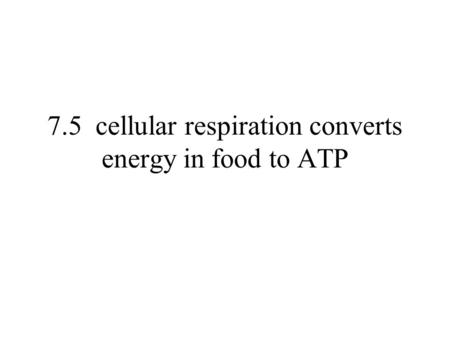 7.5 cellular respiration converts energy in food to ATP