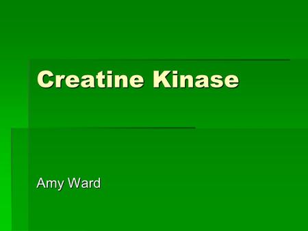 Creatine Kinase Amy Ward. Overview  Metabolism  Creatine Kinase Isoforms  ATP Recycling  Clinical Relevance.