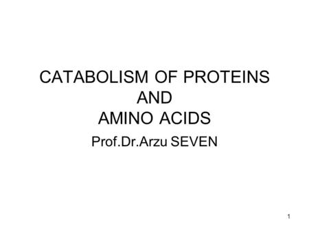 CATABOLISM OF PROTEINS AND AMINO ACIDS