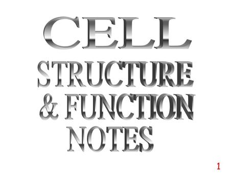 CELL STRUCTURE & FUNCTION NOTES 1.