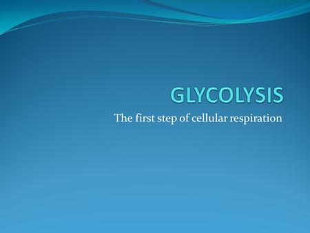 The first step of cellular respiration. What the is Glycolysis? The word glycolysis is constructed from glycose, an older term for glucose,