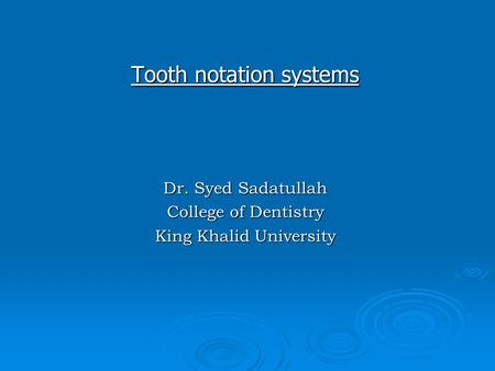 Tooth notation systems