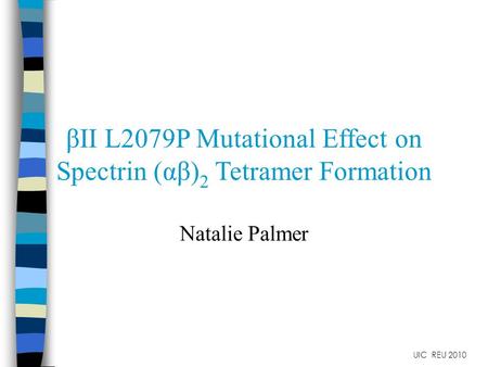 ΒII L2079P Mutational Effect on Spectrin (αβ) 2 Tetramer Formation Natalie Palmer UIC REU 2010.