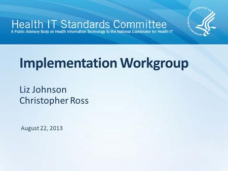 Liz Johnson Christopher Ross Implementation Workgroup August 22, 2013.