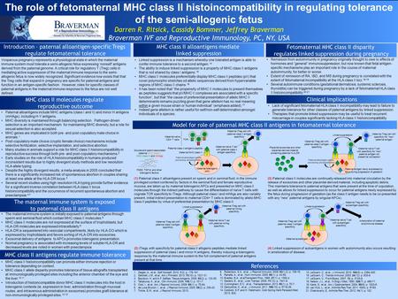 The role of fetomaternal MHC class II histoincompatibility in regulating tolerance of the semi-allogenic fetus Darren R. Ritsick, Cassidy Bommer, Jeffrey.