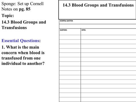14.3 Blood Groups and Transfusions