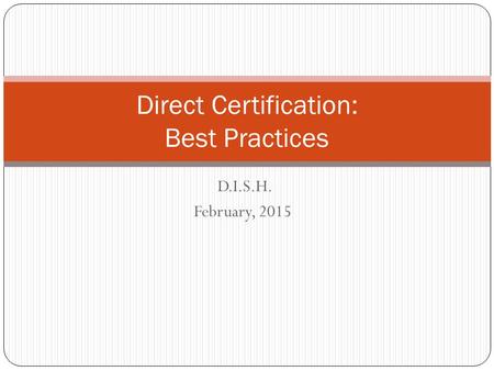 Direct Certification: Best Practices