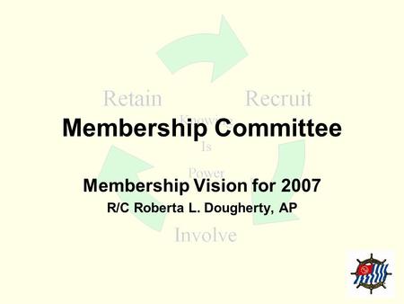 Membership Committee Membership Vision for 2007 R/C Roberta L. Dougherty, AP.