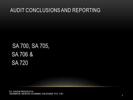 Audit Conclusions and Reporting