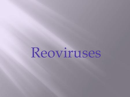 Reoviruses. reo: respiratory enteric orphan, early recognition that the viruses caused respiratory and enteric infections incorrect belief they were not.