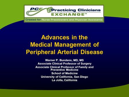 Advances in the Medical Management of Peripheral Arterial Disease