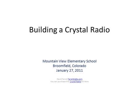 Building a Crystal Radio