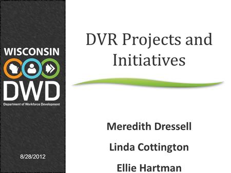 8/28/2012 DVR Projects and Initiatives Meredith Dressell Linda Cottington Ellie Hartman.