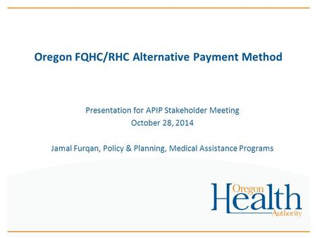 Oregon FQHC/RHC Alternative Payment Method