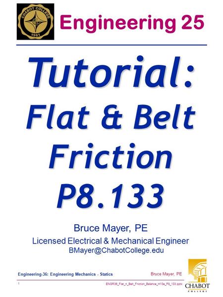 Tutorial: Flat & Belt Friction P8.133