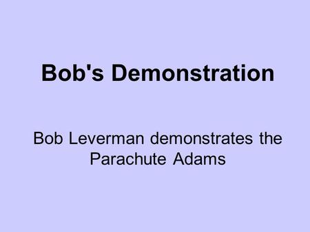 Bob's Demonstration Bob Leverman demonstrates the Parachute Adams.