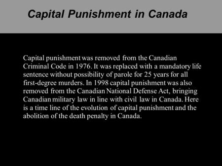 Capital Punishment in Canada