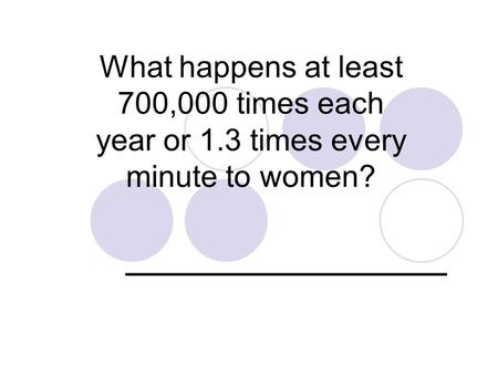 What happens at least 700,000 times each year or 1.3 times every minute to women? ______________.