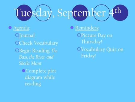 Tuesday, September 4th Agenda: Journal Check Vocabulary