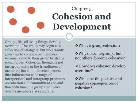 Chapter 5 Cohesion and Development