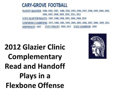 1 2012 Glazier Clinic Complementary Read and Handoff Plays in a Flexbone Offense.