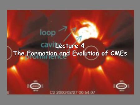 Lecture 4 The Formation and Evolution of CMEs. Coronal Mass Ejections (CMEs) Appear as loop like features that breakup helmet streamers in the corona.