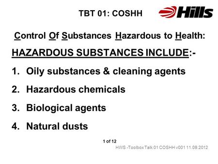 Control Of Substances Hazardous to Health: