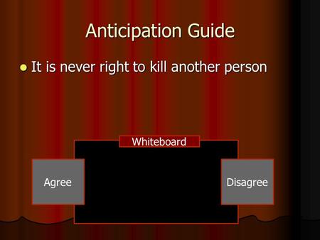 Anticipation Guide It is never right to kill another person Whiteboard