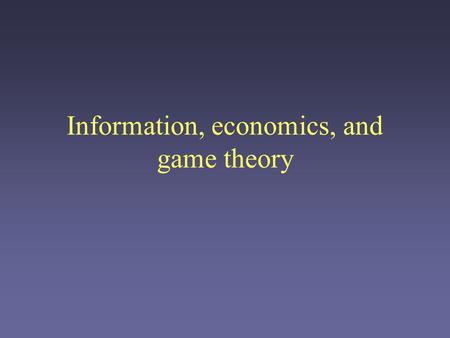 Information, economics, and game theory. Bundling Bundling is also a nice way to deal with heterogeneous consumer preferences. Example: two items: i 1.
