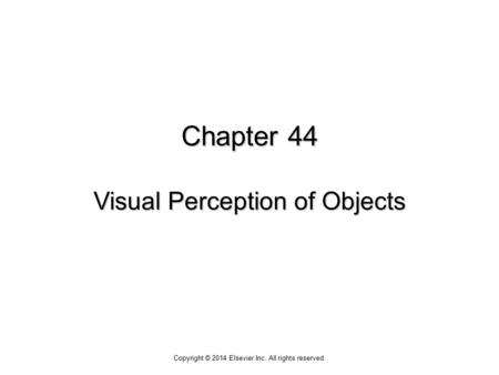 Chapter 44 Visual Perception of Objects Copyright © 2014 Elsevier Inc. All rights reserved.