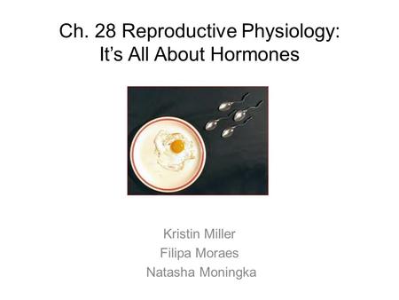 Ch. 28 Reproductive Physiology: It’s All About Hormones Kristin Miller Filipa Moraes Natasha Moningka.