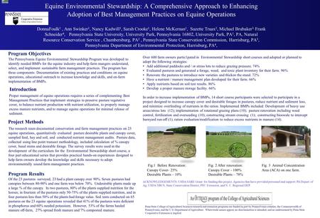 Equine Environmental Stewardship: A Comprehensive Approach to Enhancing Adoption of Best Management Practices on Equine Operations DonnaFoulk 1, Ann Swinker.