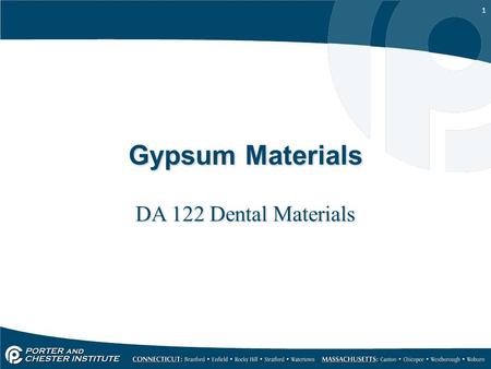 Gypsum Materials DA 122 Dental Materials.