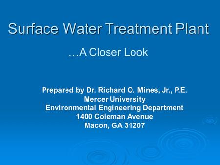 Surface Water Treatment Plant
