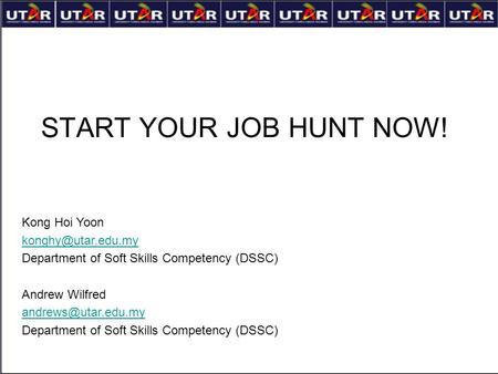 START YOUR JOB HUNT NOW! Kong Hoi Yoon