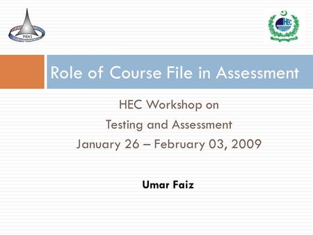 Role of Course File in Assessment