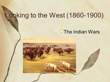 Looking to the West (1860-1900) The Indian Wars.