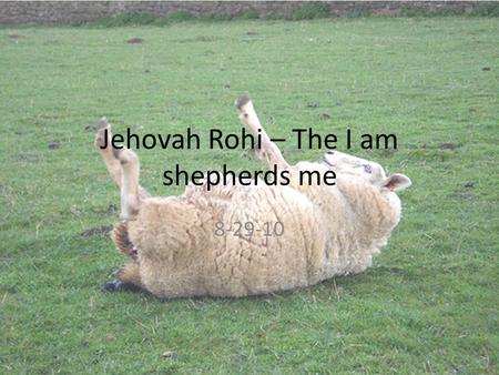 Jehovah Rohi – The I am shepherds me 8-29-10. Where have we been so far? Our Creator, wirerer, and giver of creational gifts? – El Elohym Is the Most.