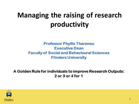 Managing the raising of research productivity
