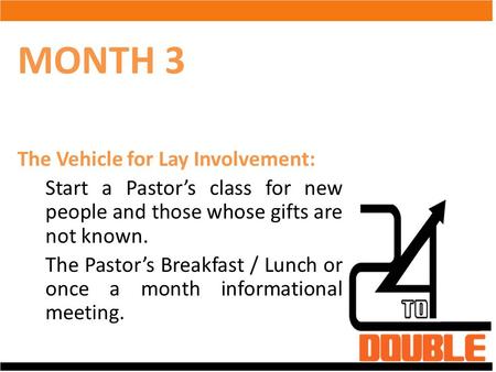 MONTH 3 The Vehicle for Lay Involvement: