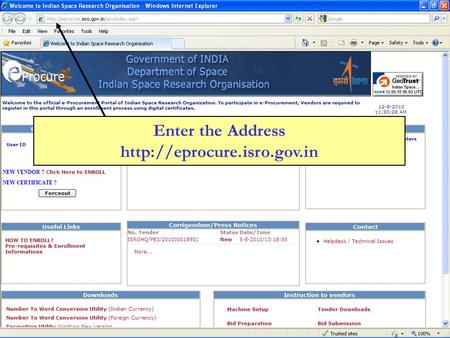 Enter the Address  Click on Login after filling your User Id.