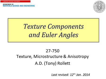 Texture Components and Euler Angles