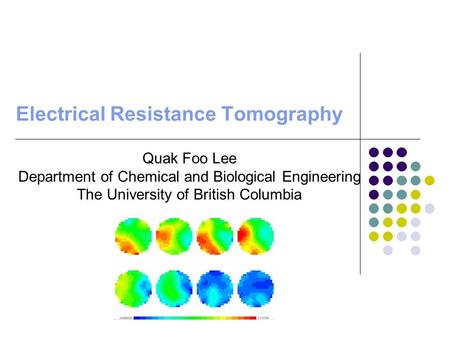 Electrical Resistance Tomography Quak Foo Lee Department of Chemical and Biological Engineering The University of British Columbia.