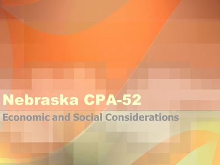 Nebraska CPA-52 Economic and Social Considerations.